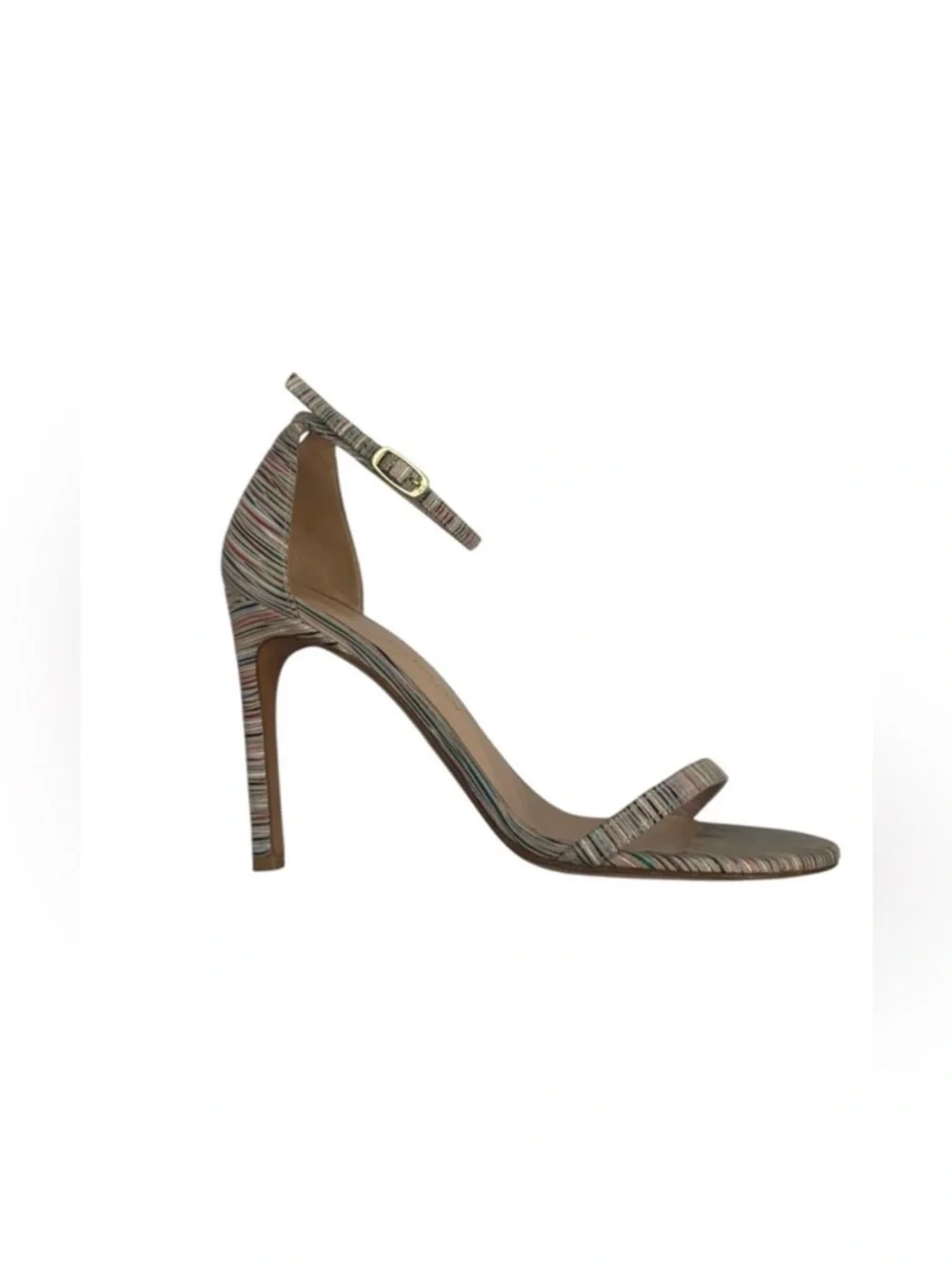 Stuart Weitzman Nudistsong Bisque Prism Sexy Stiletto striped high heels  7 1/2 - Picture 8 of 16